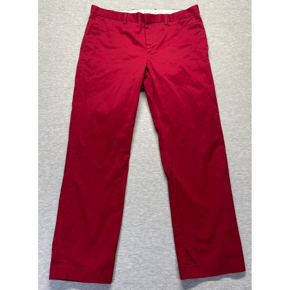 Express Producer Dress Pants Mens 34x30 Red Cotton Stretch Flat Front Business